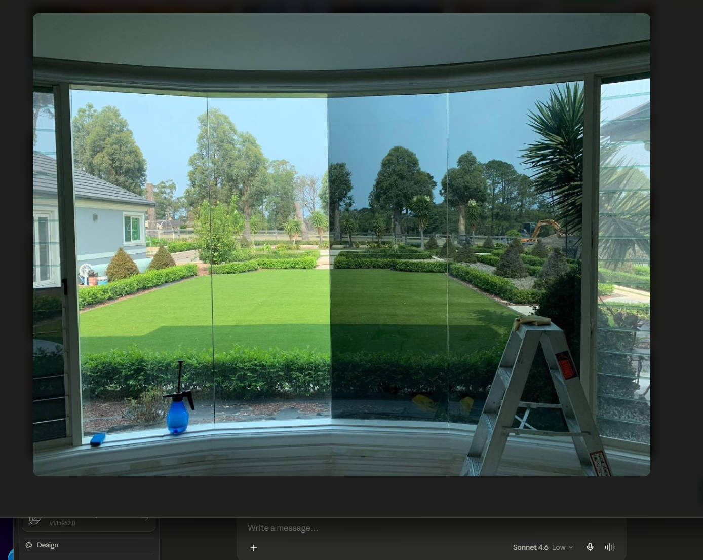 Bay windows with different tinting levels showing solar control film effect, Algarve